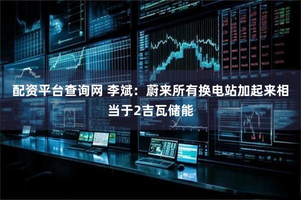 配资平台查询网 李斌：蔚来所有换电站加起来相当于2吉瓦储能