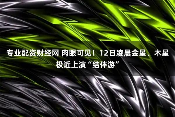 专业配资财经网 肉眼可见！12日凌晨金星、木星极近上演“结伴游”